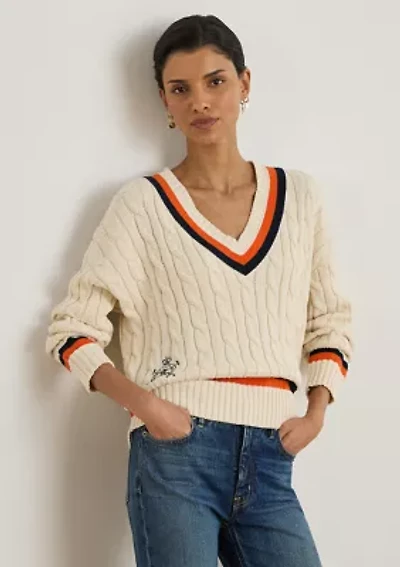 Women's Cable-Knit Cotton Cricket Sweater