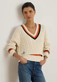 Women's Cable-Knit Cotton Cricket Sweater