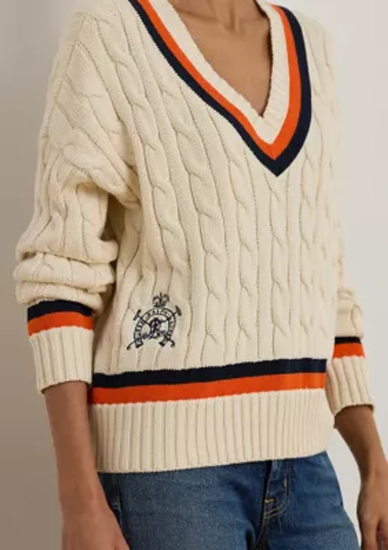 Women's Cable-Knit Cotton Cricket Sweater