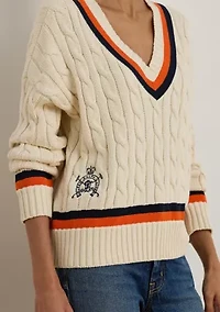 Women's Cable-Knit Cotton Cricket Sweater