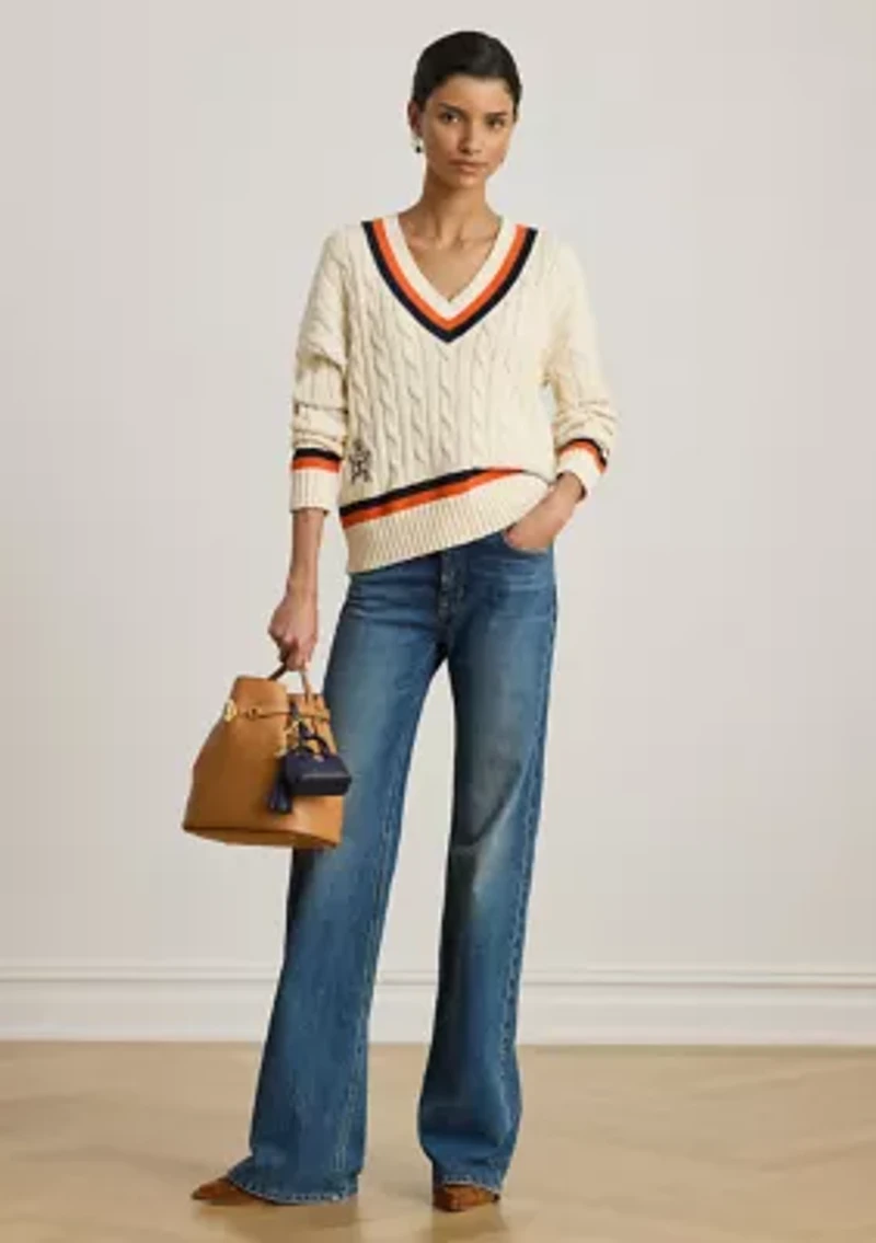Women's Cable-Knit Cotton Cricket Sweater