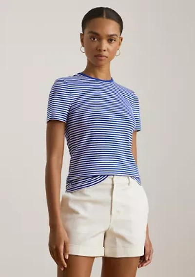 Women's Striped Stretch Cotton Crewneck T-Shirt