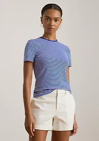 Women's Striped Stretch Cotton Crewneck T-Shirt