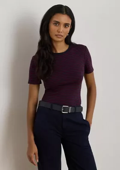 Women's Striped Stretch Cotton Crewneck T-Shirt