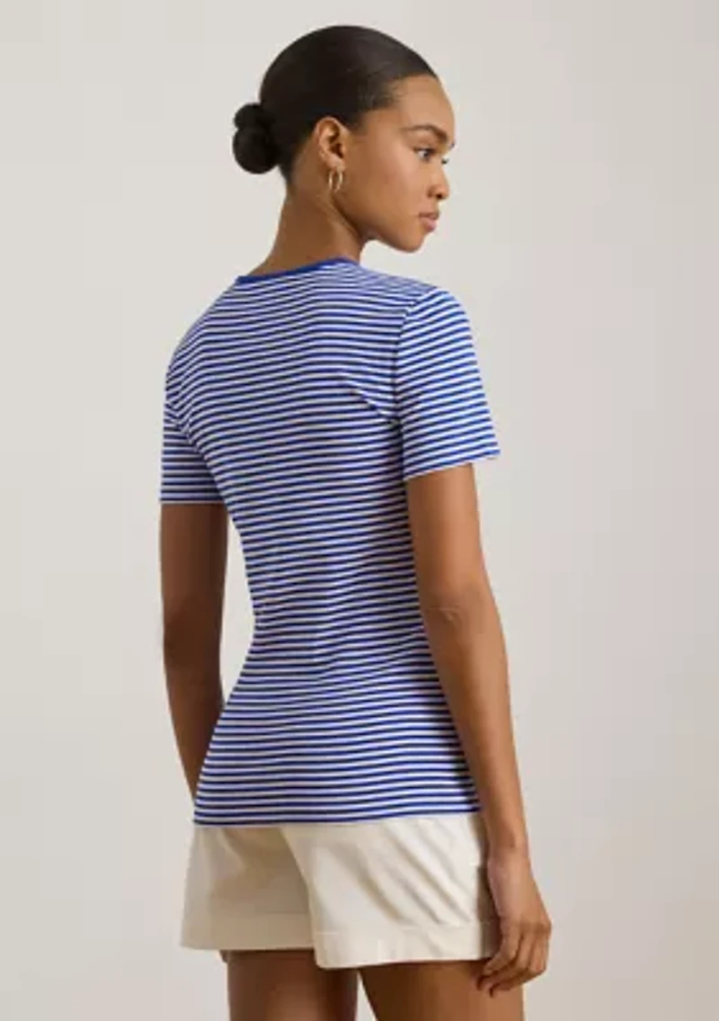 Women's Striped Stretch Cotton Crewneck T-Shirt