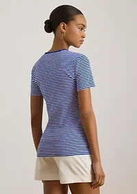 Women's Striped Stretch Cotton Crewneck T-Shirt