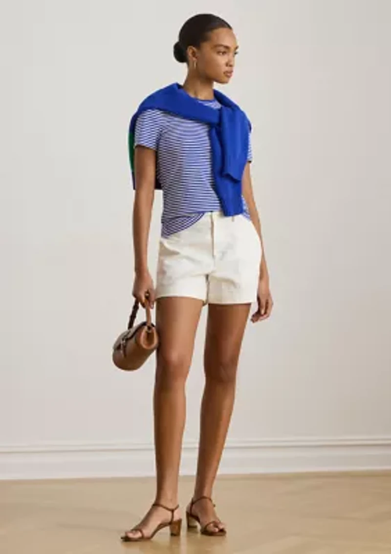 Women's Striped Stretch Cotton Crewneck T-Shirt