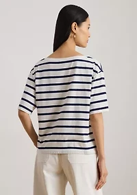 Women's Striped Beaded-Logo Cotton Jersey T-Shirt