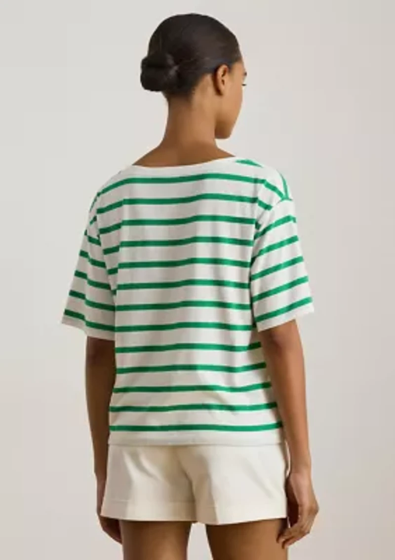 Women's Striped Beaded-Logo Cotton Jersey T-Shirt