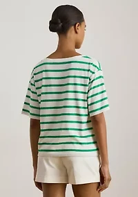 Women's Striped Beaded-Logo Cotton Jersey T-Shirt