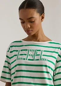 Women's Striped Beaded-Logo Cotton Jersey T-Shirt