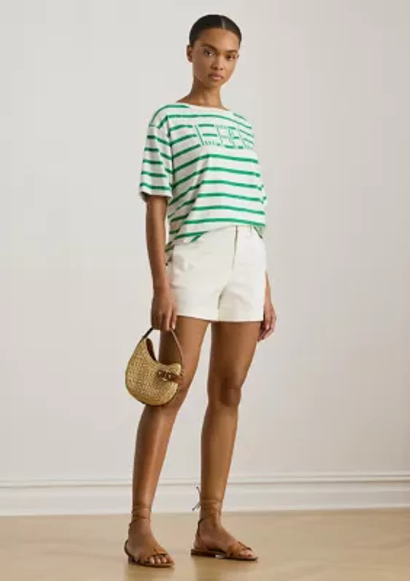 Women's Striped Beaded-Logo Cotton Jersey T-Shirt