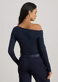 Ribbed Asymmetrical Off-the-Shoulder Top