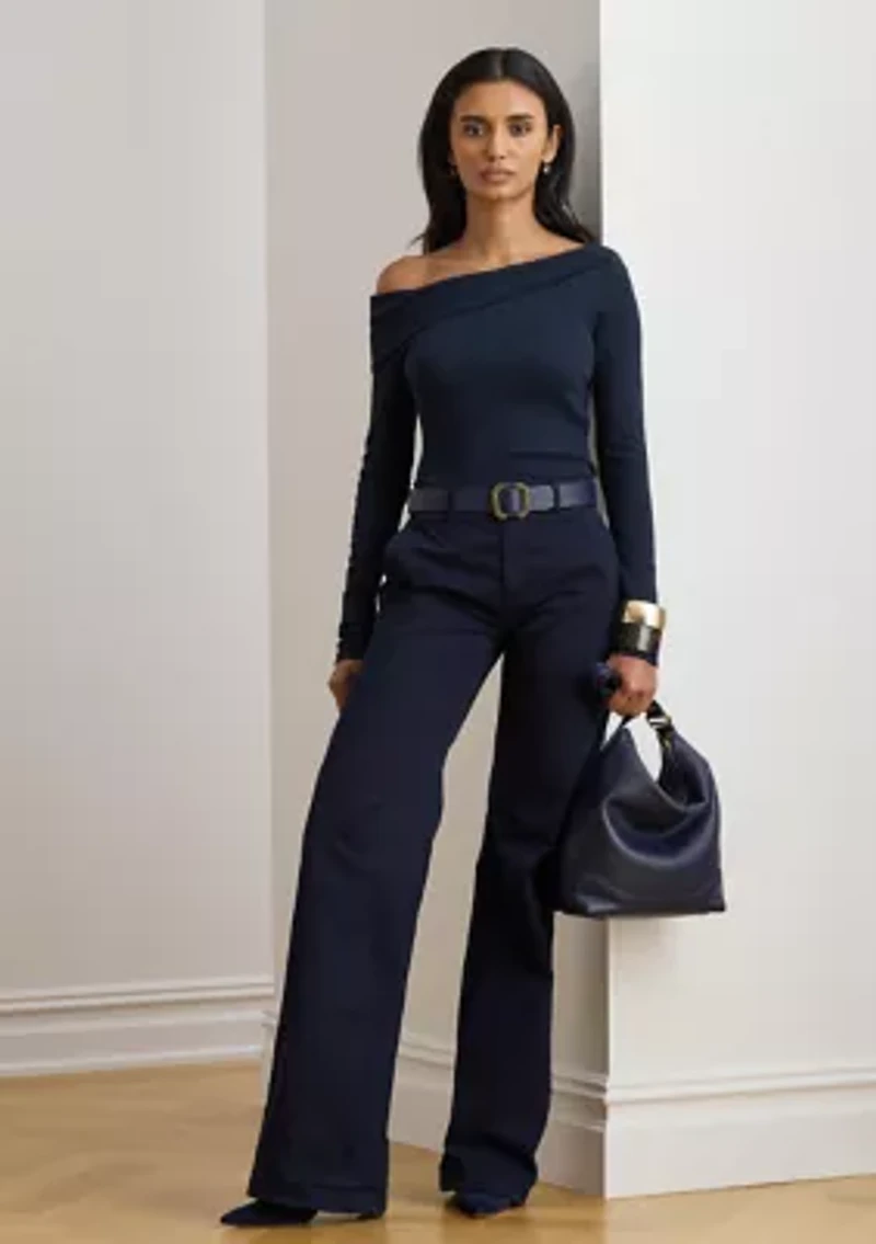 Ribbed Asymmetrical Off-the-Shoulder Top