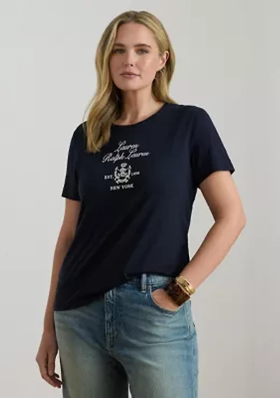 Embroidered-Crest Jersey T-Shirt