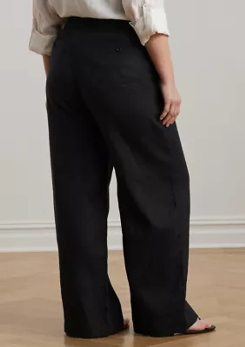 Plus Linen Wide Leg Pants