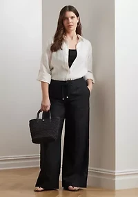 Plus Linen Wide Leg Pants