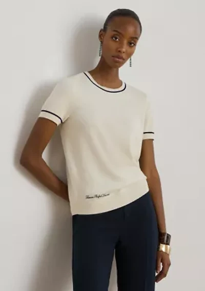 Women's Two-Tone Short-Sleeve Sweater