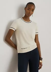 Women's Two-Tone Short-Sleeve Sweater