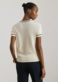 Women's Two-Tone Short-Sleeve Sweater
