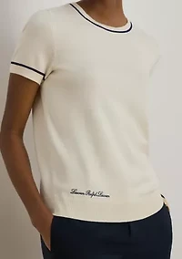 Women's Two-Tone Short-Sleeve Sweater