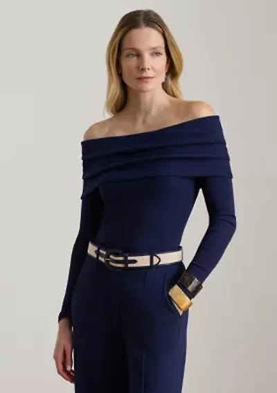 Women's Ribbed Cotton-Blend Off-the-Shoulder Top