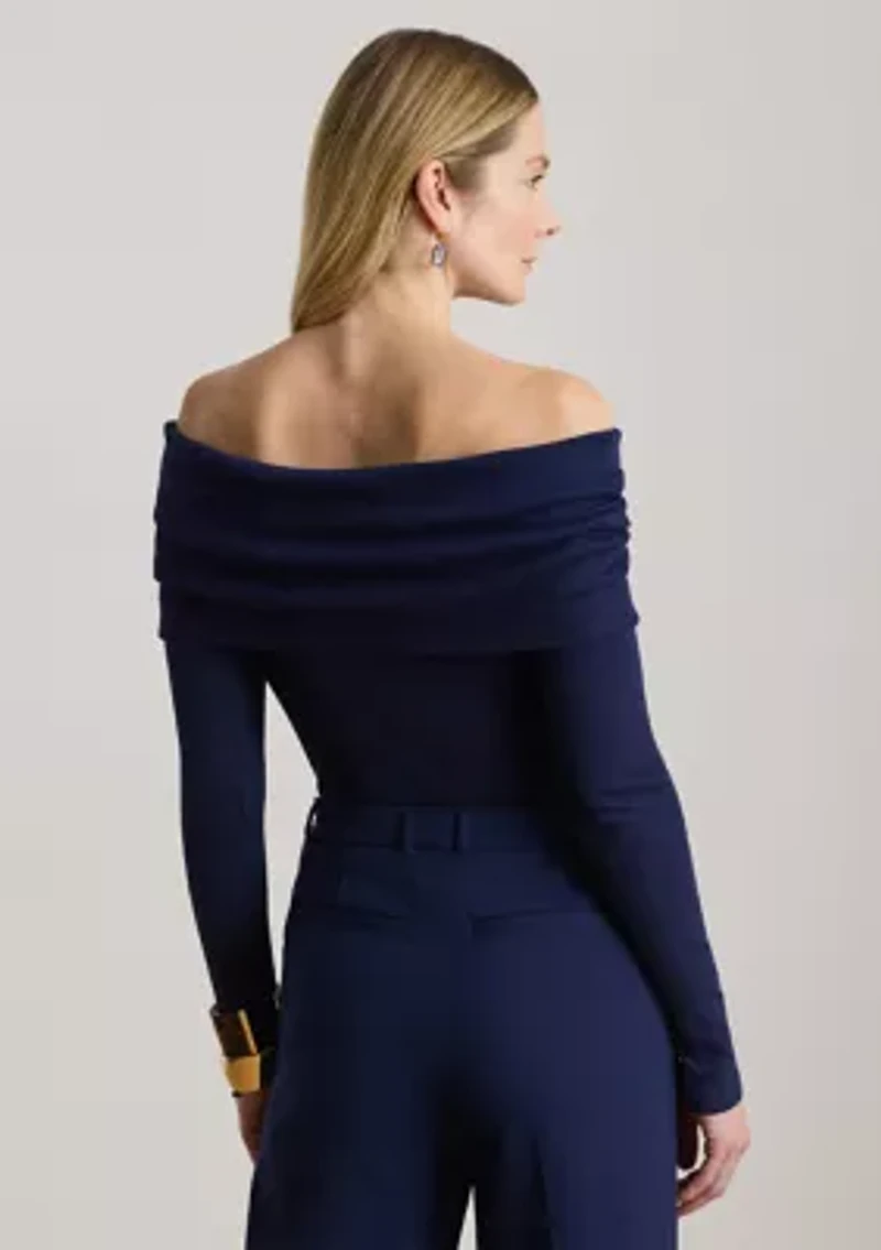 Women's Ribbed Cotton-Blend Off-the-Shoulder Top