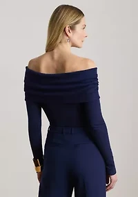 Women's Ribbed Cotton-Blend Off-the-Shoulder Top