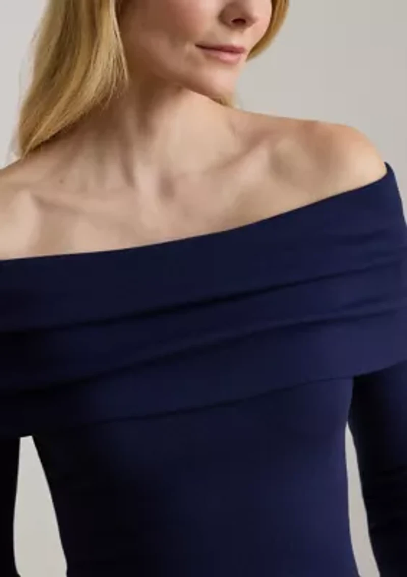 Women's Ribbed Cotton-Blend Off-the-Shoulder Top