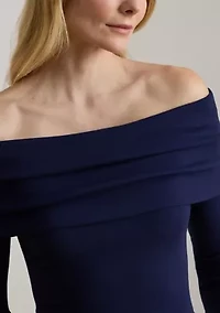 Women's Ribbed Cotton-Blend Off-the-Shoulder Top