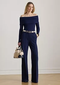 Women's Ribbed Cotton-Blend Off-the-Shoulder Top