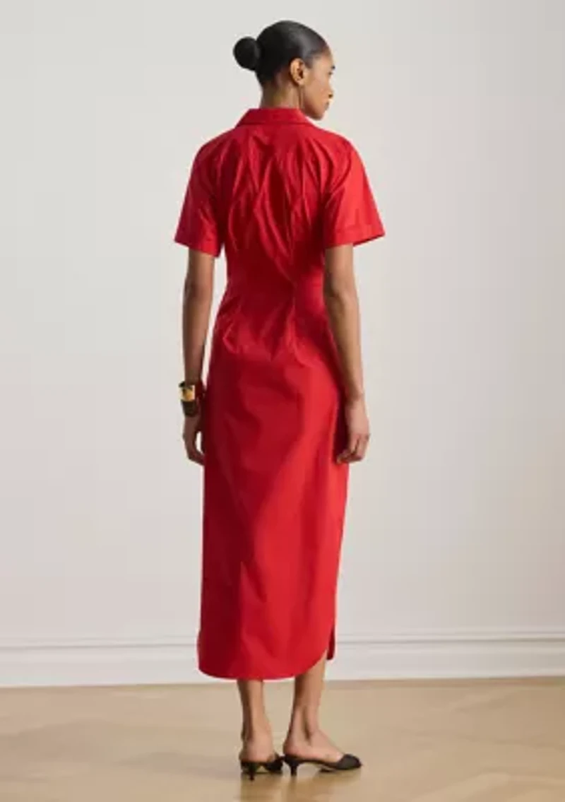 Women's Twist-Front Cotton-Blend Shirtdress