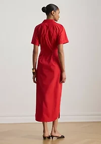 Women's Twist-Front Cotton-Blend Shirtdress