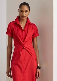 Women's Twist-Front Cotton-Blend Shirtdress
