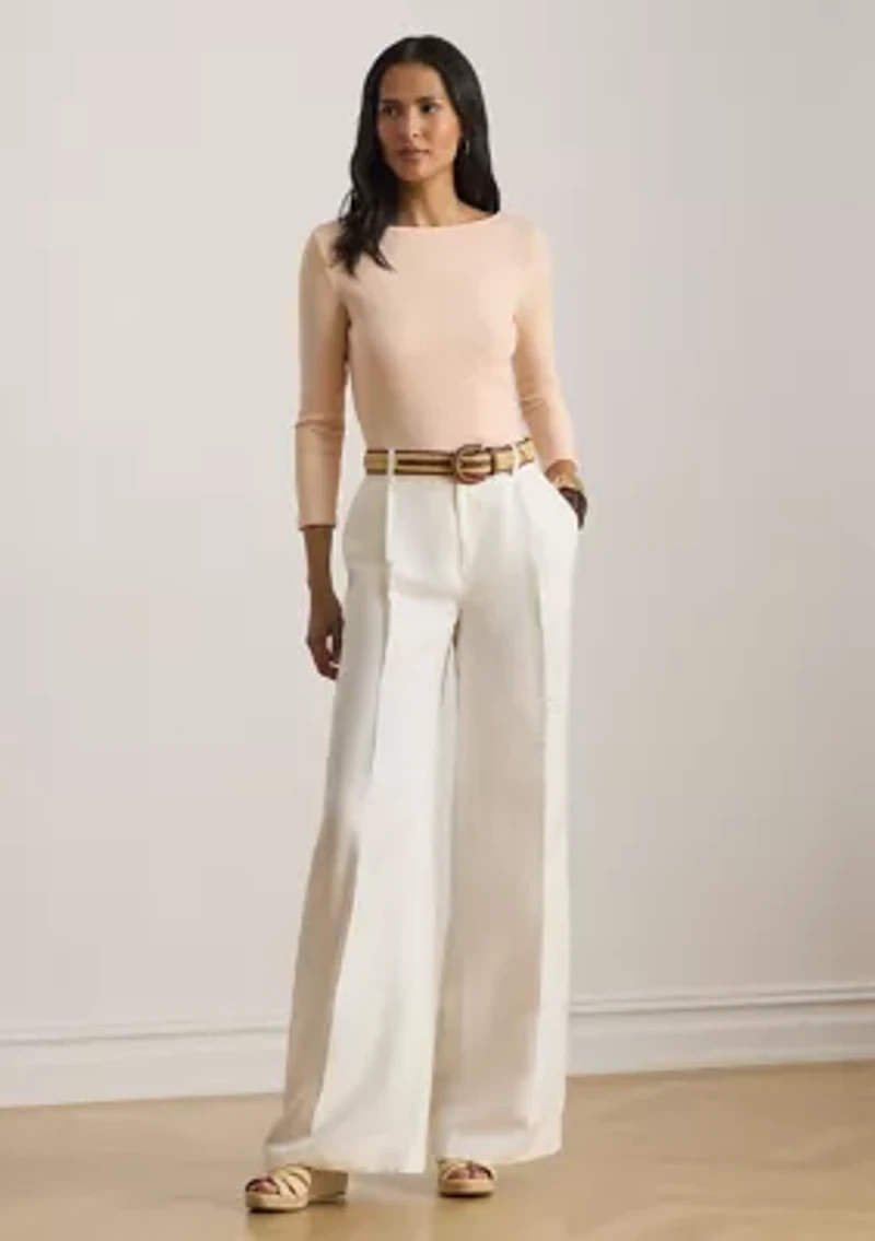 Women's Rib-Knit Cotton-Blend Boatneck T-Shirt