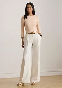 Women's Rib-Knit Cotton-Blend Boatneck T-Shirt