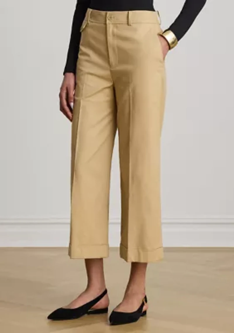 Double-Faced Stretch Cotton Cropped Pants