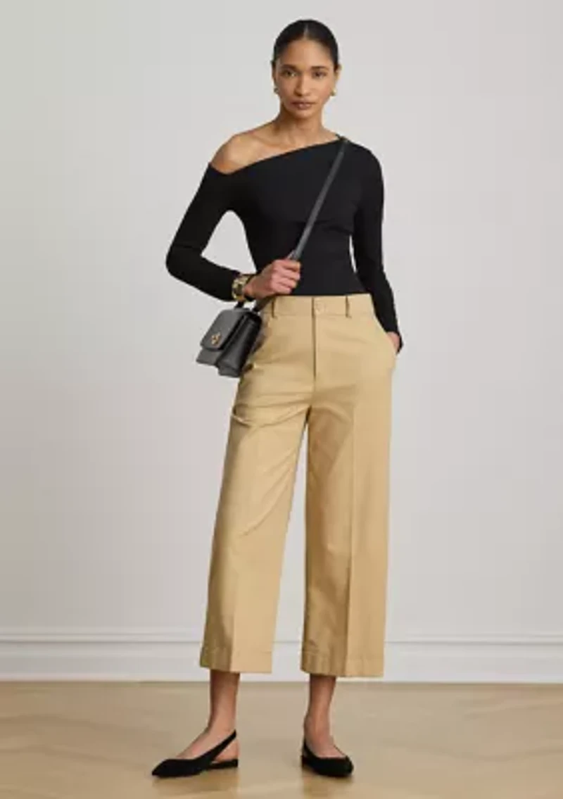 Double-Faced Stretch Cotton Cropped Pants