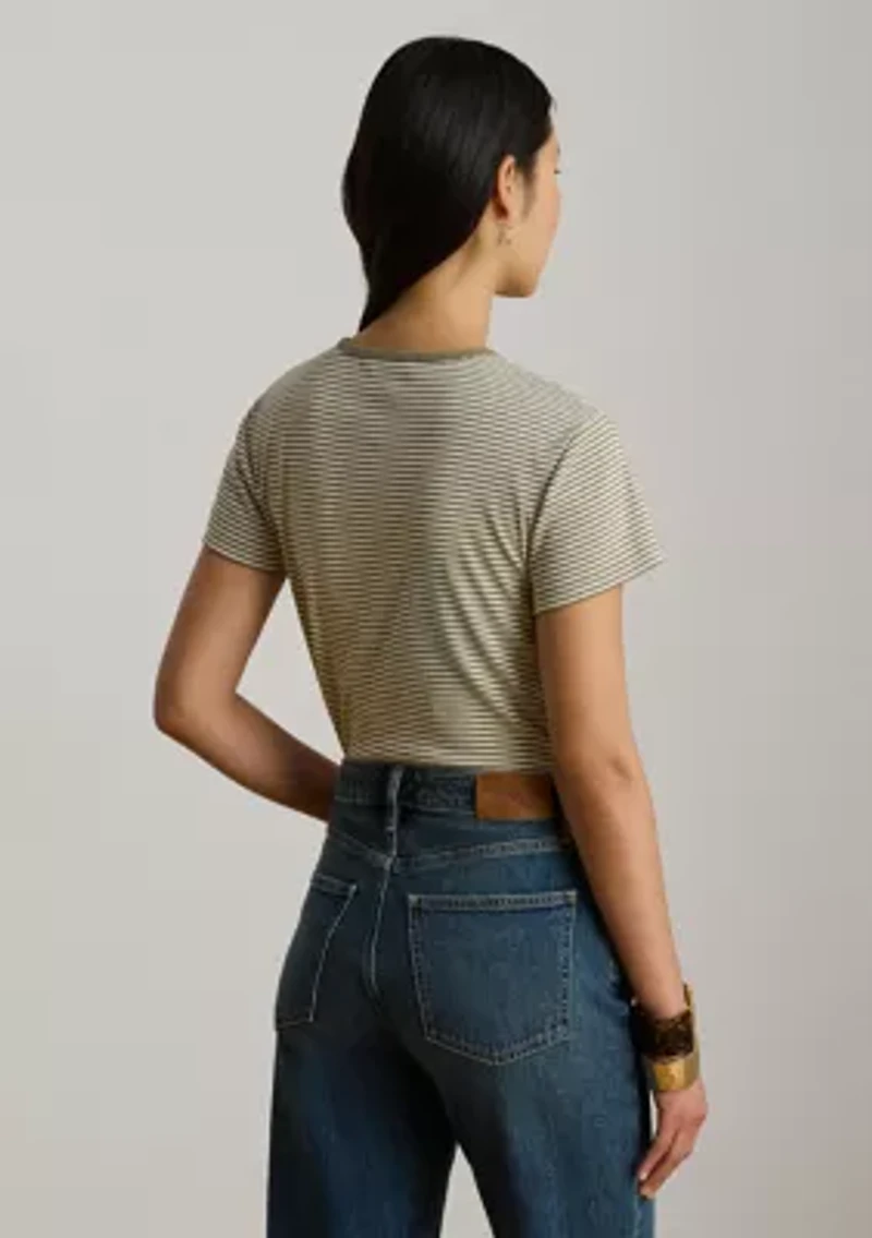 Striped Rib-Knit Stretch Cotton Shirt