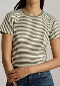 Striped Rib-Knit Stretch Cotton Shirt