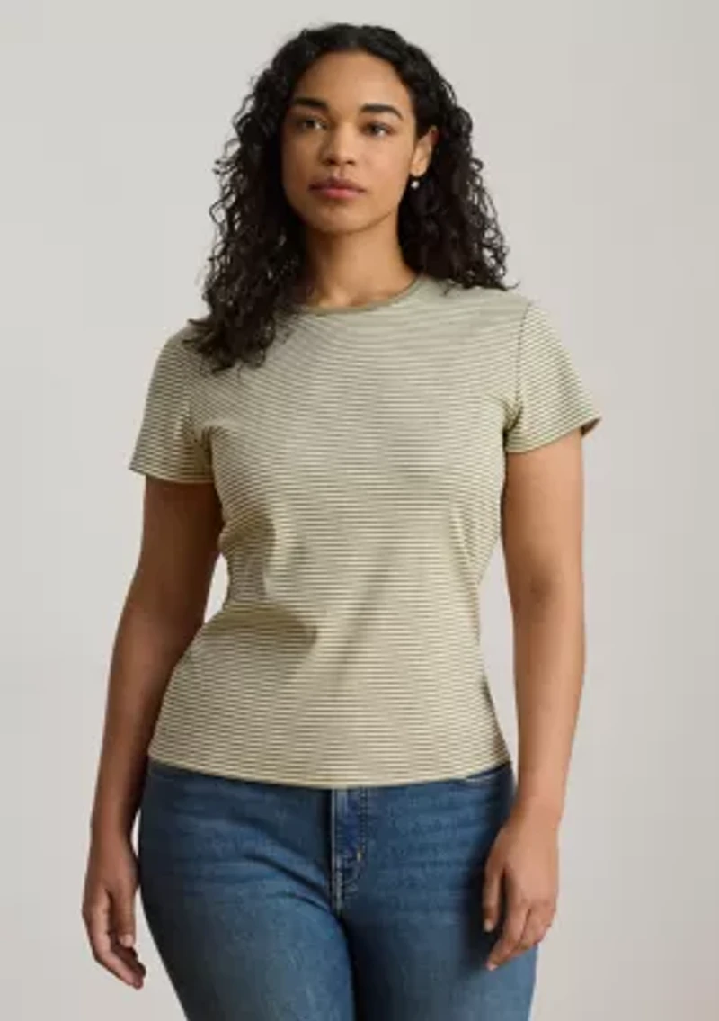 Striped Rib-Knit Stretch Cotton Shirt