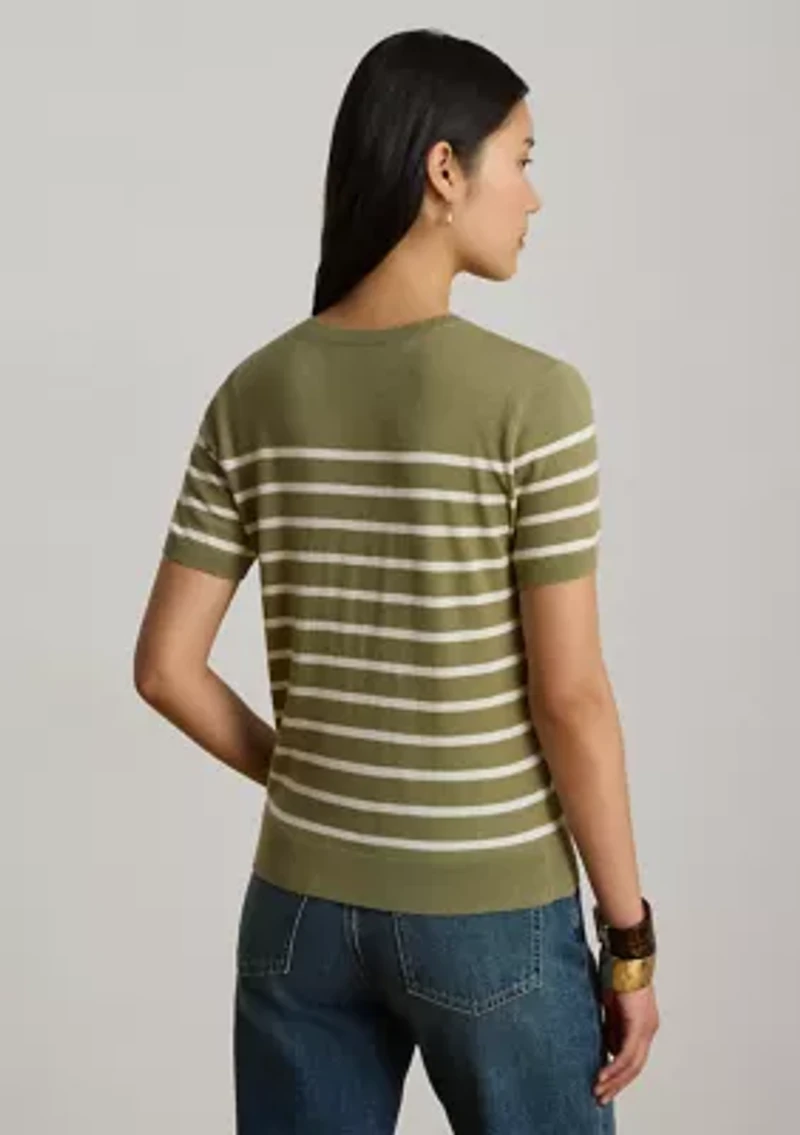 Striped Short-Sleeve Sweater