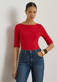 Women's Stretch Cotton Boat Neck T-Shirt