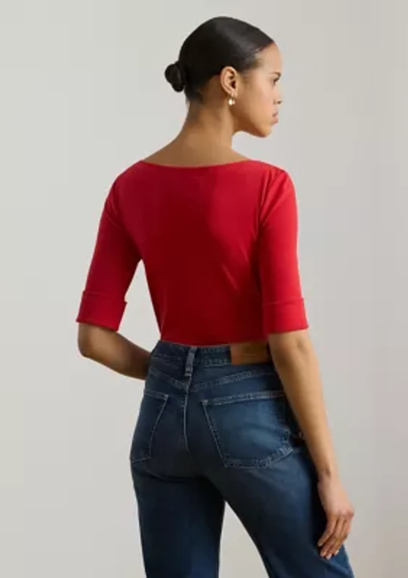Women's Stretch Cotton Boat Neck T-Shirt