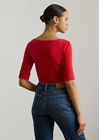 Women's Stretch Cotton Boat Neck T-Shirt