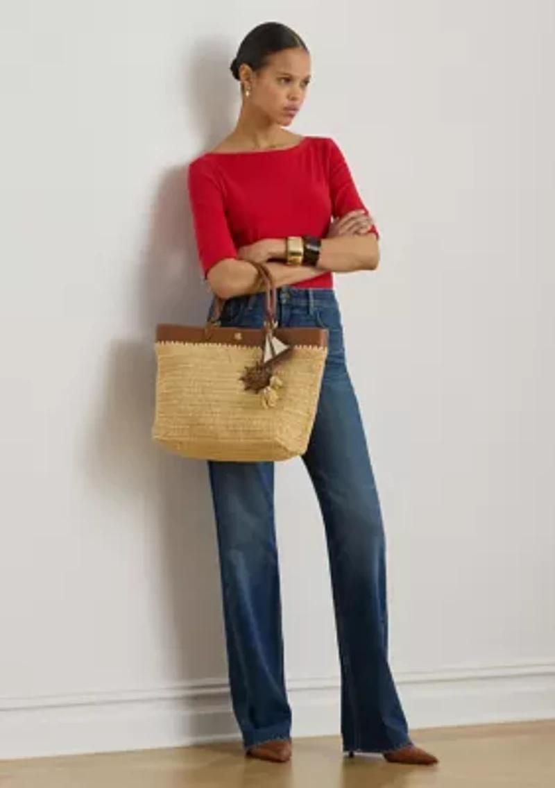 Women's Stretch Cotton Boat Neck T-Shirt