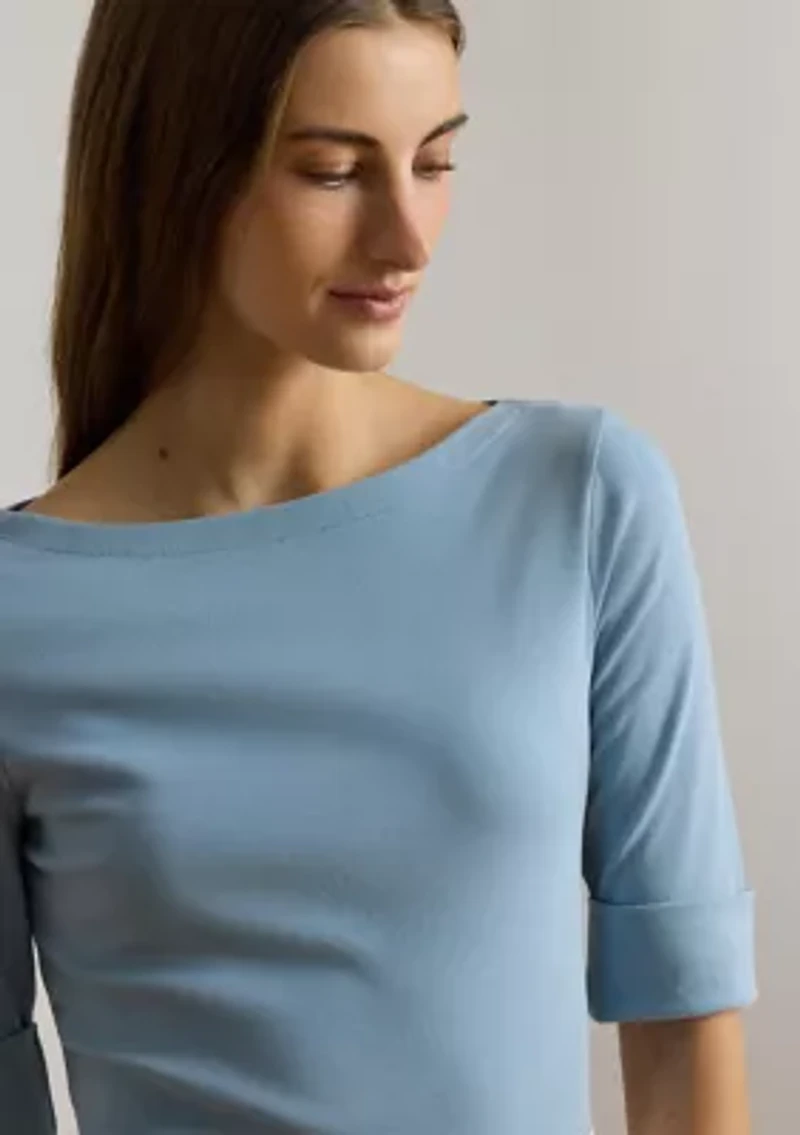 Women's Stretch Cotton Boat Neck T-Shirt