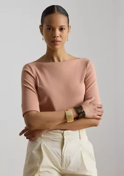 Stretch Cotton Boatneck Tee