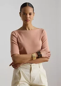 Stretch Cotton Boatneck Tee