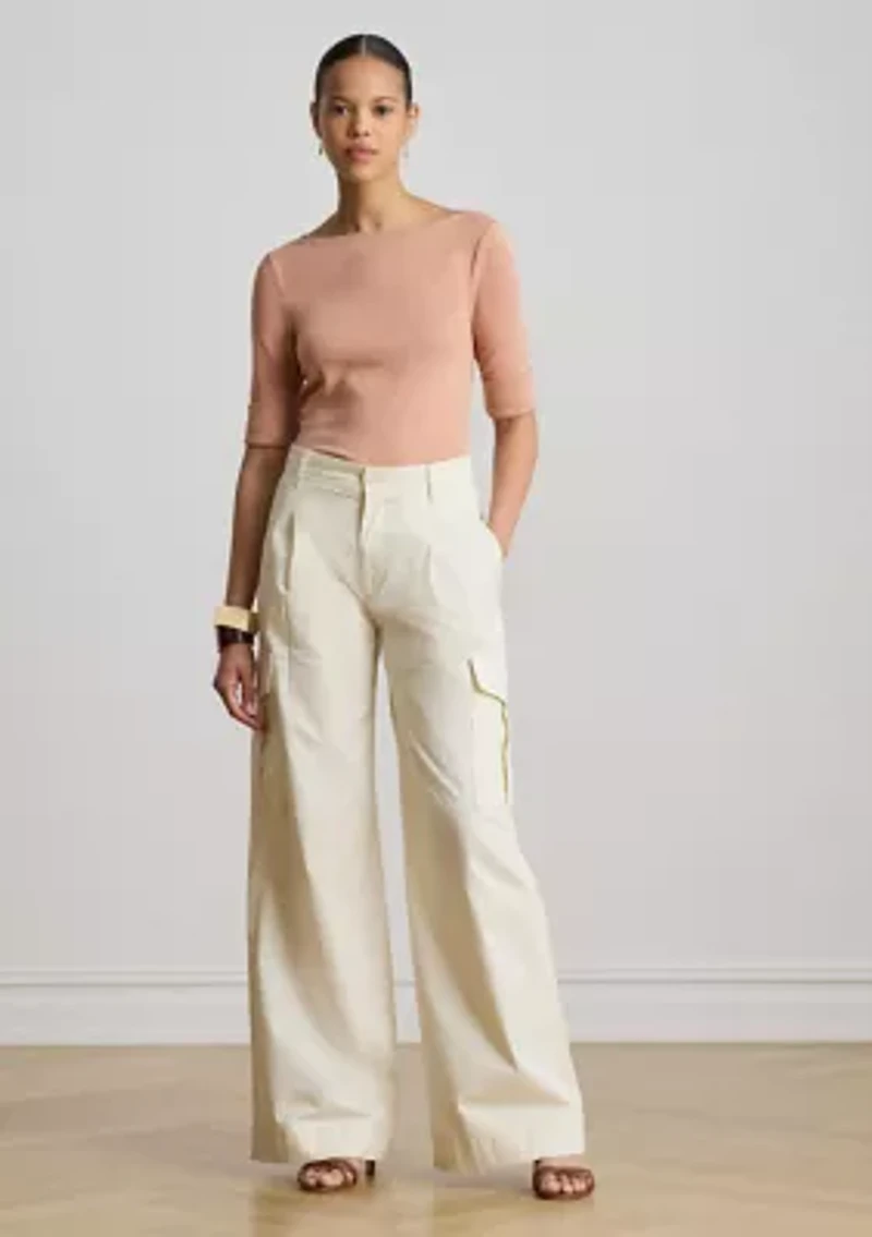Stretch Cotton Boatneck Tee